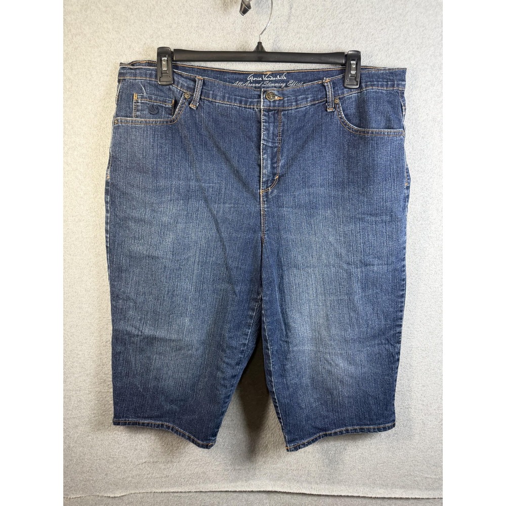 Gloria Vanderbilt Amanda Shorts Womens 18W Blue Denim Bermuda Slimming Stretch